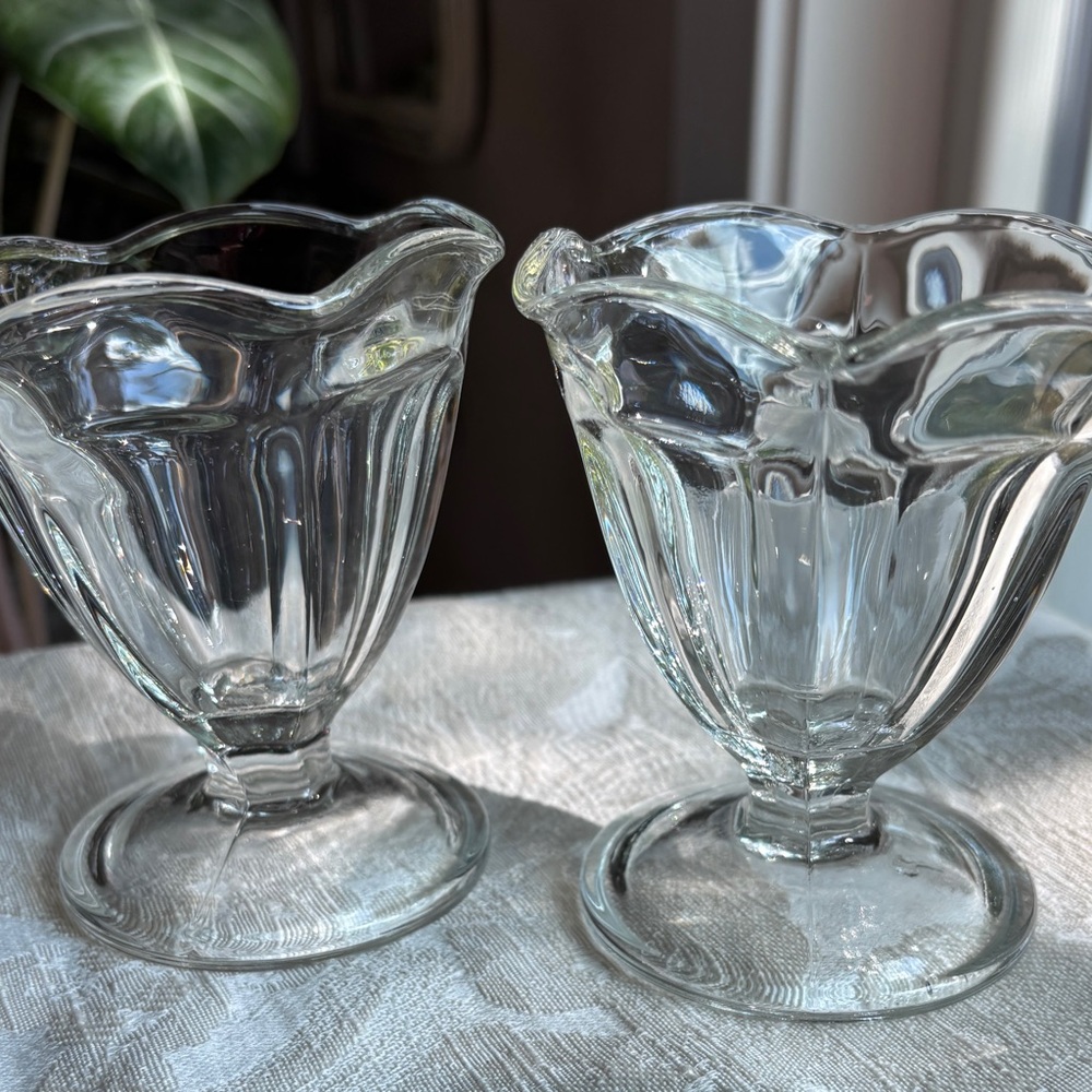 Anchor Hocking Tulip Sundae Clear Glass Dessert Cups (Set of 2) Nostalgic